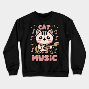 cat music,retro style Crewneck Sweatshirt